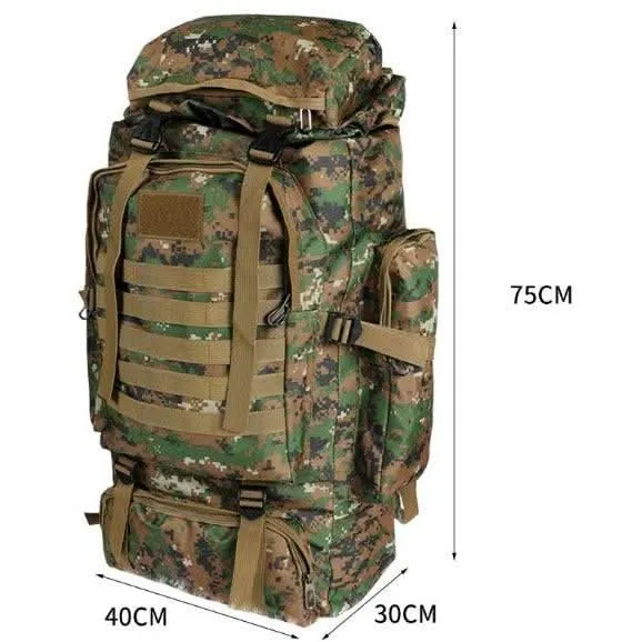 80L Military Tactical Backpack Rucksack Hiking Camping Outdoor Trekking Army Bag