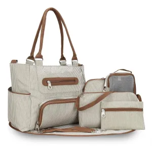 8Pcs Baby Nappy Diaper Bags Set - Bottle Bag, Mesh Bag, Purse Diaper Pad, 2 Burp Cloths, 2 Hook Straps