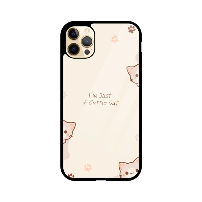 A CUTTIE CAT GLASS PHONE CASE