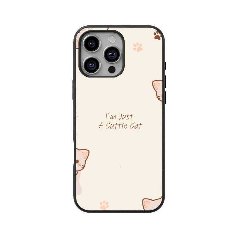 A CUTTIE CAT GLASS PHONE CASE