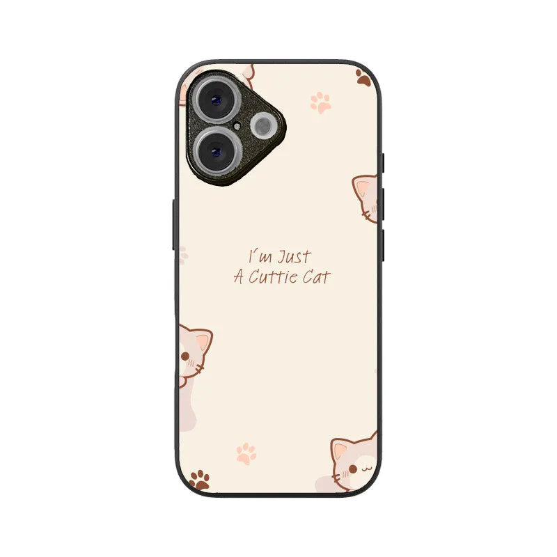 A CUTTIE CAT GLASS PHONE CASE