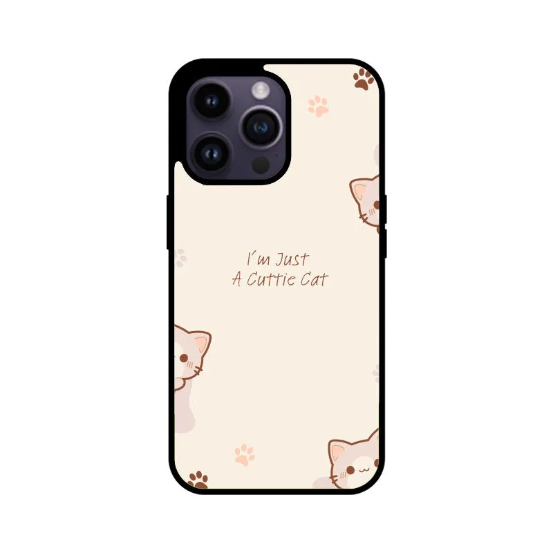 A CUTTIE CAT GLASS PHONE CASE