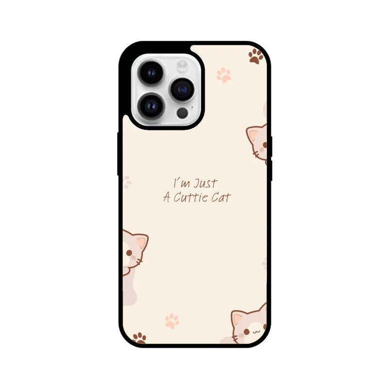 A CUTTIE CAT GLASS PHONE CASE