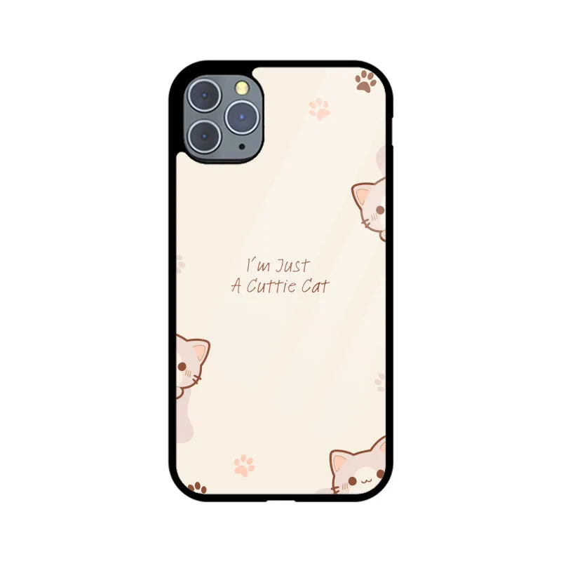 A CUTTIE CAT GLASS PHONE CASE