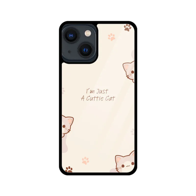 A CUTTIE CAT GLASS PHONE CASE
