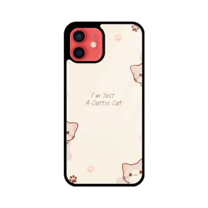 A CUTTIE CAT GLASS PHONE CASE