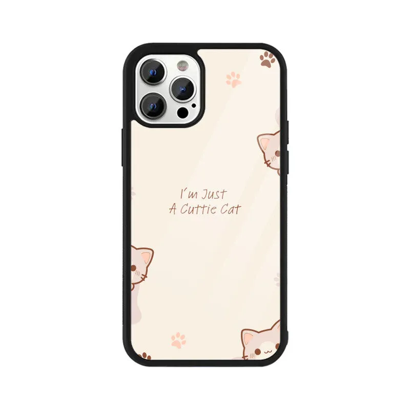 A CUTTIE CAT GLASS PHONE CASE