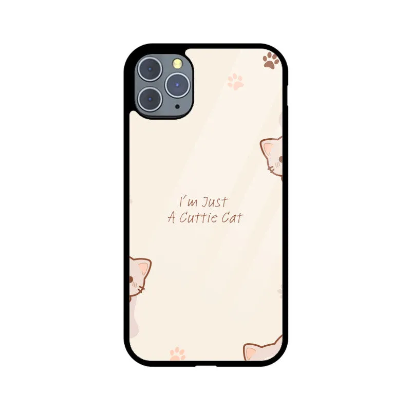 A CUTTIE CAT GLASS PHONE CASE