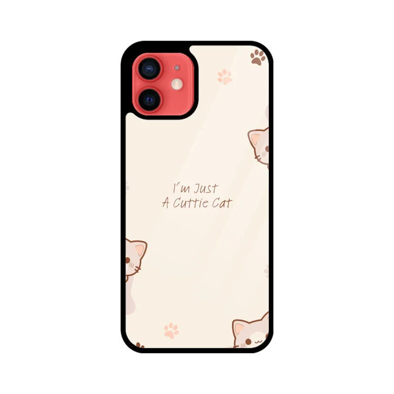 A CUTTIE CAT GLASS PHONE CASE