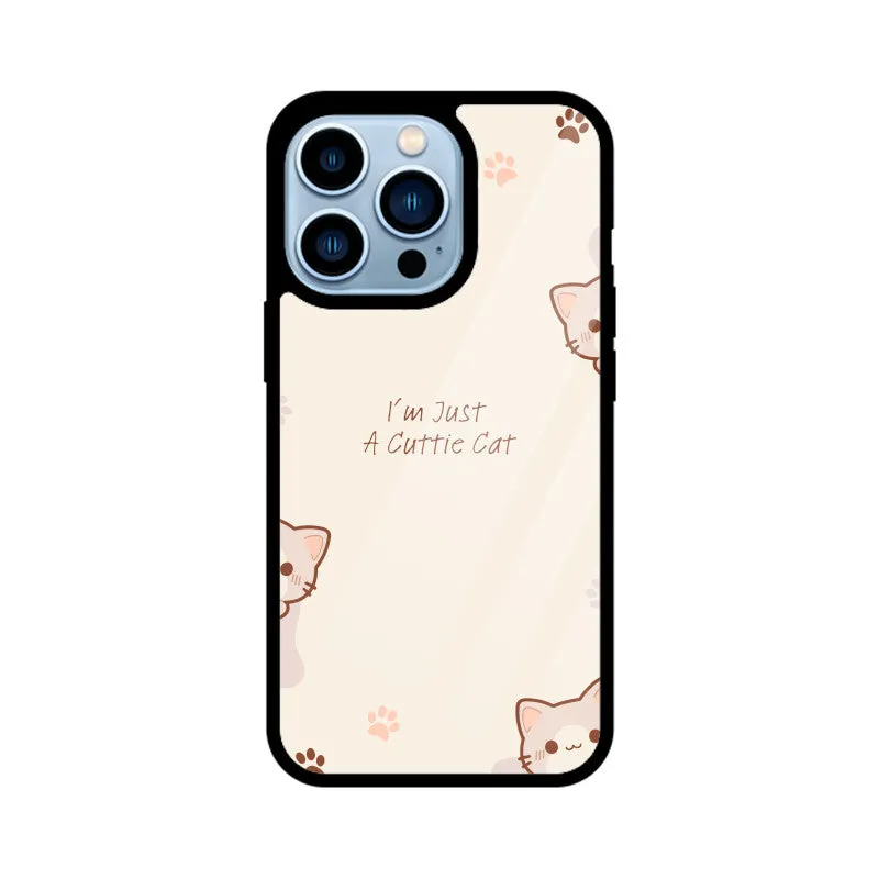 A CUTTIE CAT GLASS PHONE CASE