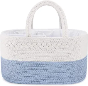 ABenkle Diaper Caddy Organizer - Cotton Rope Nursery Storage Basket for Baby Essentials, Boys & Girls Shower Gift, Changing Table Organizer