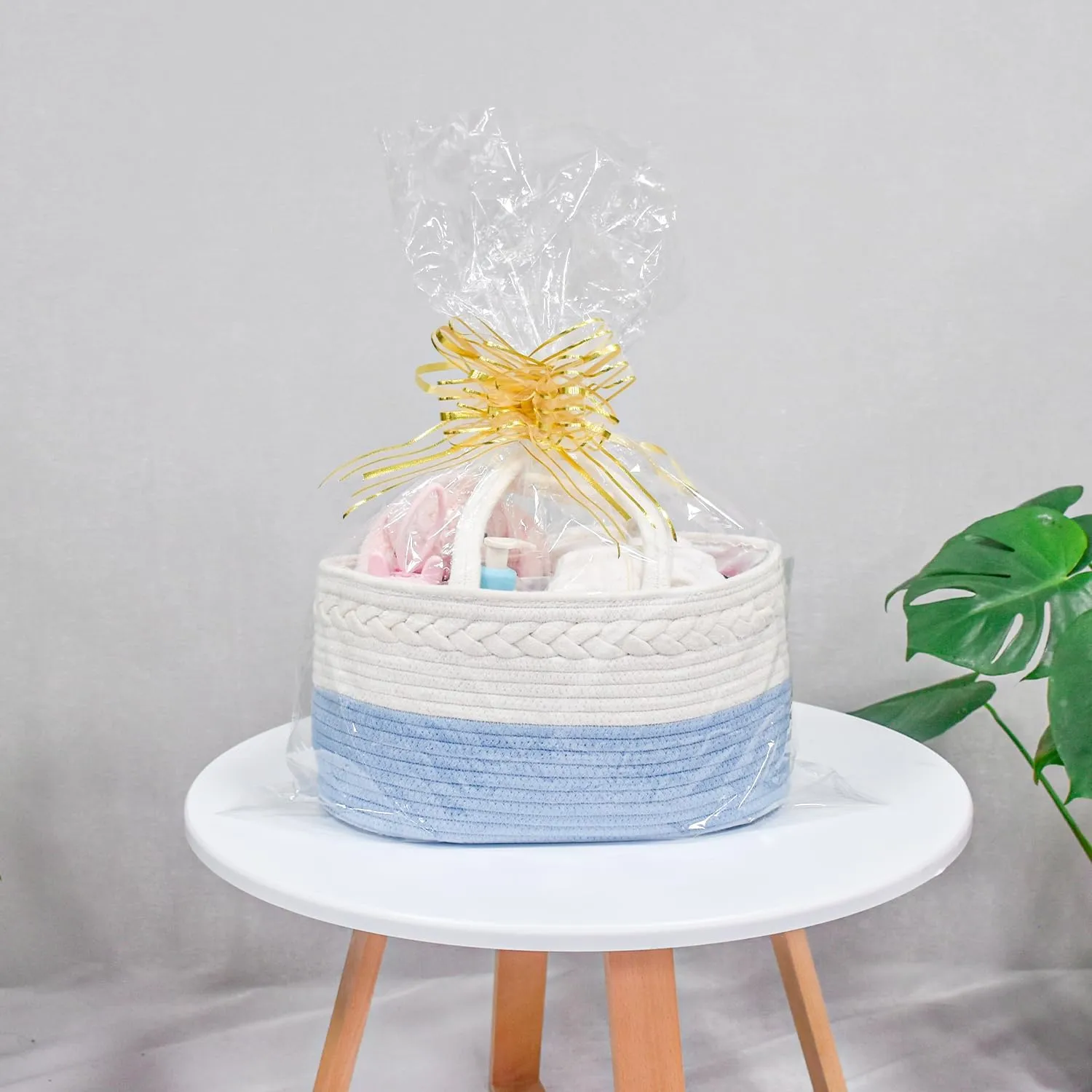ABenkle Diaper Caddy Organizer - Cotton Rope Nursery Storage Basket for Baby Essentials, Boys & Girls Shower Gift, Changing Table Organizer