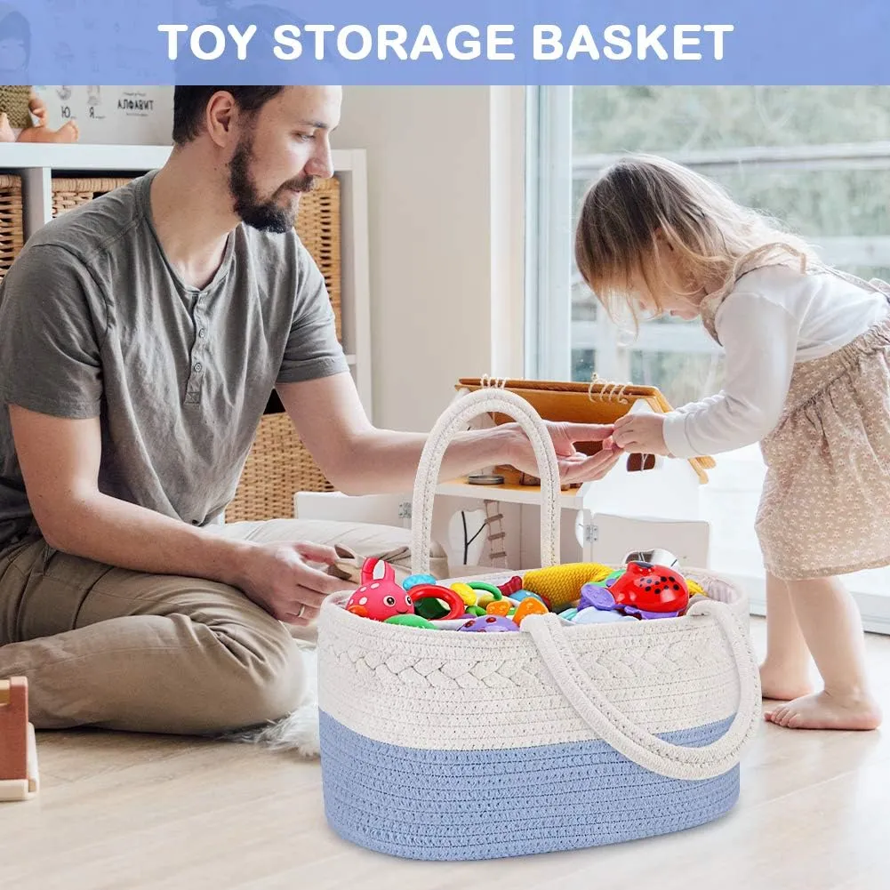 ABenkle Diaper Caddy Organizer - Cotton Rope Nursery Storage Basket for Baby Essentials, Boys & Girls Shower Gift, Changing Table Organizer