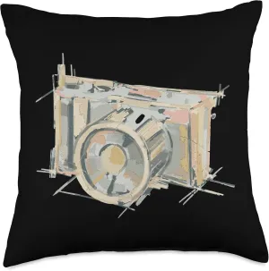 Abstract Vintage Camera Art Throw Pillow