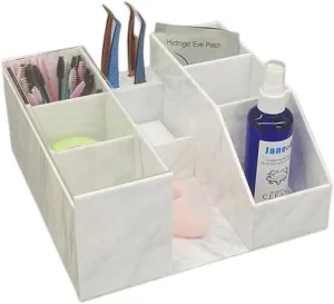 Acrylic Large Capacity Makeup Organizer, Grafting Beauty Extension Supplies Lash Storage Display, Eyelash Storage Case Brush Tweezers Cosmetic Holder (White Marble)