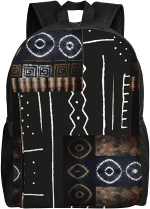 African Jungle Tribal Digital Pattern Print Minimalist Laptop Backpack – Waterproof Business Travel Bag, Breathable Design, Modern Work & Leisure
