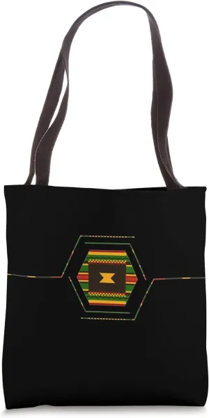 African Kente Pattern inside Hexagon Shape, Minimal Design Tote Bag