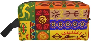 African National Patterns Print Travel Essentials Storage Bag Cosmetic Organizer Pouch Large Capacity Zippered
