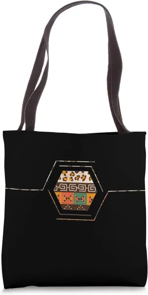African Pattern inside Hexagon Shape, Minimal Design Tote Bag