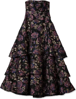Aidan Mattox Women's Strapless Clipped Jacquard Long Gown