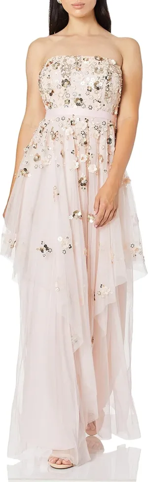 Aidan Mattox Women's Strapless Tiered Ball Gown