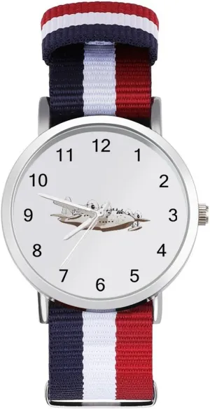 Air Traffic Controller Unisex Watch Lightweight Breathable Woven Nylon Wrist Strap Watch with Metal Buckle
