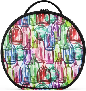 ALAZA Watercolor Silhouettes Wine Bottles Travel Cosmetic Organizer Make up Organizer Toiletry Bag
