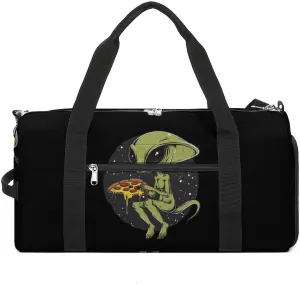 Alien Eating Pizza Gym Bag for Men Women Lightweight Duffel Bag Sports Workout Bag for Travel Yoga