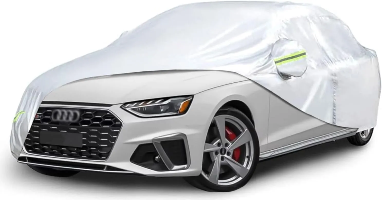 All Weather Waterproof car Cover for Audi A4 Restyling 2007-2015,Zipper Cotton Universal, All-Weather UV Protection, Snow Proof, Wind Proof, dust Proof