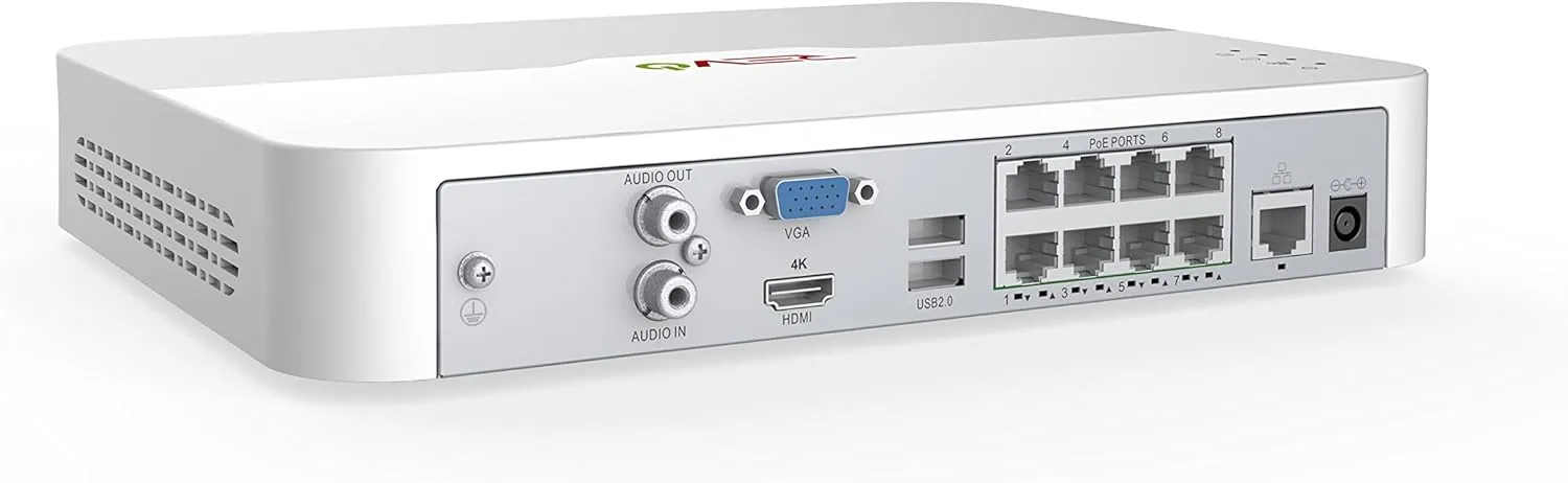America Ultra HD 8 Ch. 1TB HDD IP NVR Video Security System, 6 x 2K (4MP) IR Indoor/Outdoor Bullet Security Cameras - Remote Access Via Smart Phone, Tablet, PC & MAC