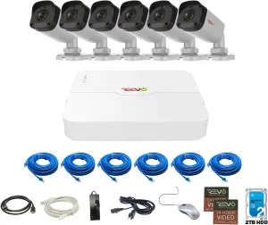 America Ultra HD 8 Ch. 1TB HDD IP NVR Video Security System, 6 x 2K (4MP) IR Indoor/Outdoor Bullet Security Cameras - Remote Access Via Smart Phone, Tablet, PC & MAC