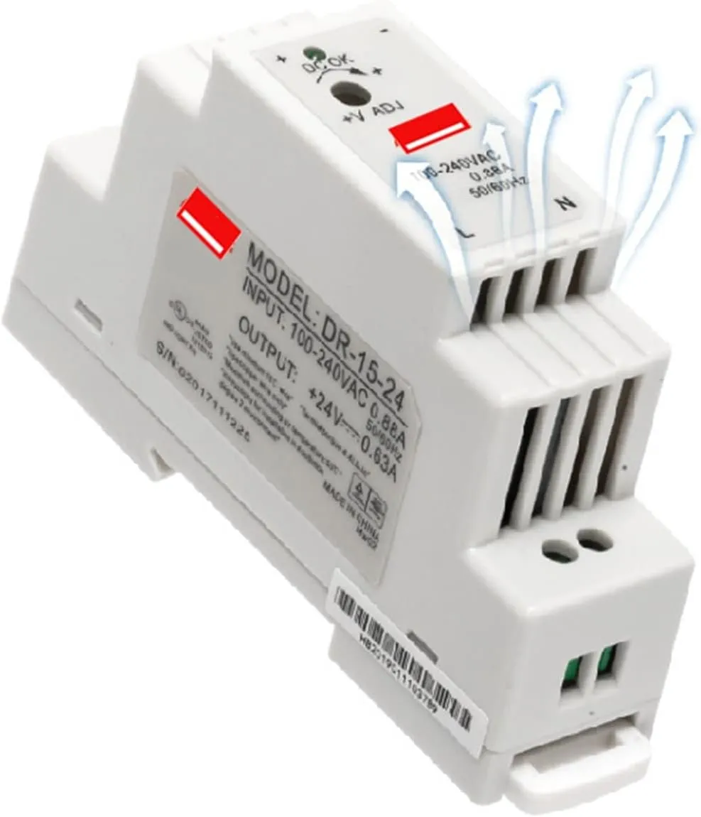 AMSH Industrial DIN Rail Switching Power Supply DR-15 15W Single Output 5V 12V 24V AC to DC Converter Power Switch Input 110/240VAC (Color : 15W 24V)