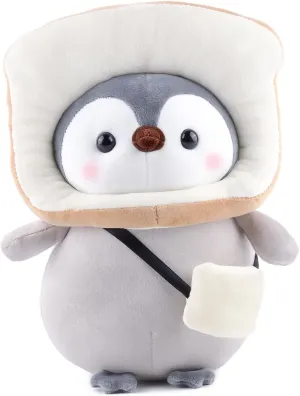Anboor 9.8" Toast Penguin Stuffed Animal, Cute Penguin Soft Plush Toy with Bread Outfit, Stuffed Penguin Plushies Animals Toys for Boys Girls Birthday Party Favors