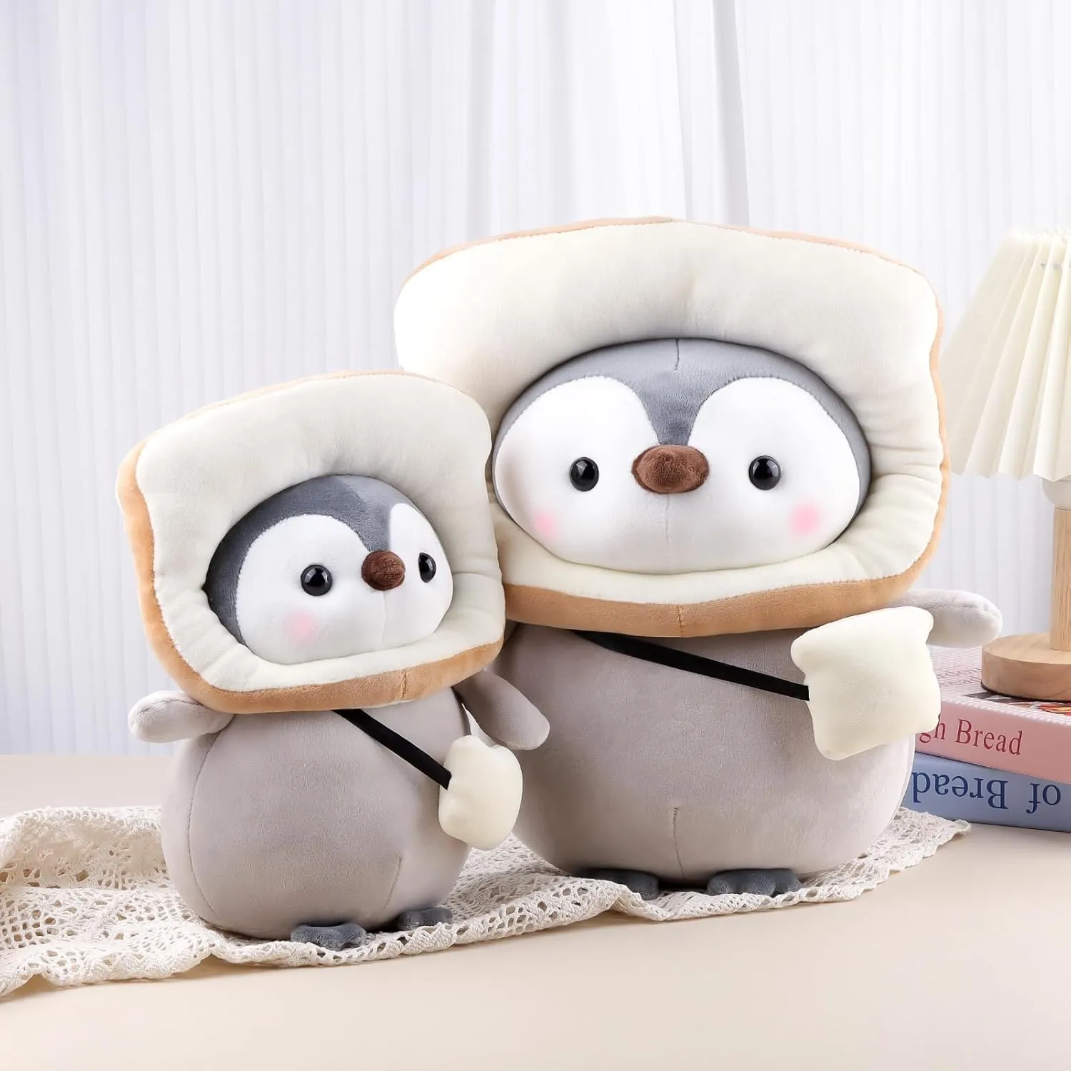 Anboor 9.8" Toast Penguin Stuffed Animal, Cute Penguin Soft Plush Toy with Bread Outfit, Stuffed Penguin Plushies Animals Toys for Boys Girls Birthday Party Favors