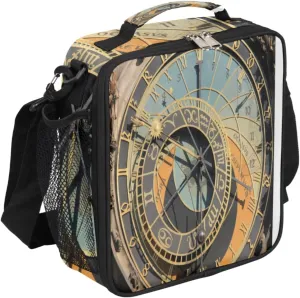 Ancient Astronomical Clock Lunch Bag With Shoulder Strap and Mesh PocketsMachine Reusable Insulated Lunch box Cooler Bag for Women Men Office Outdoor Work Picnic