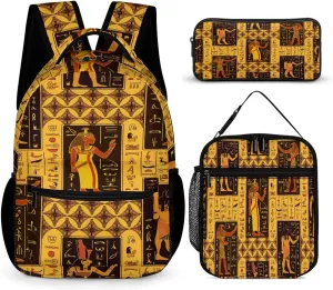 Ancient Egyptian Mythological Symbols Bags Set Backpack For Work Hiking Lunch Bag Travel Unisex Bags