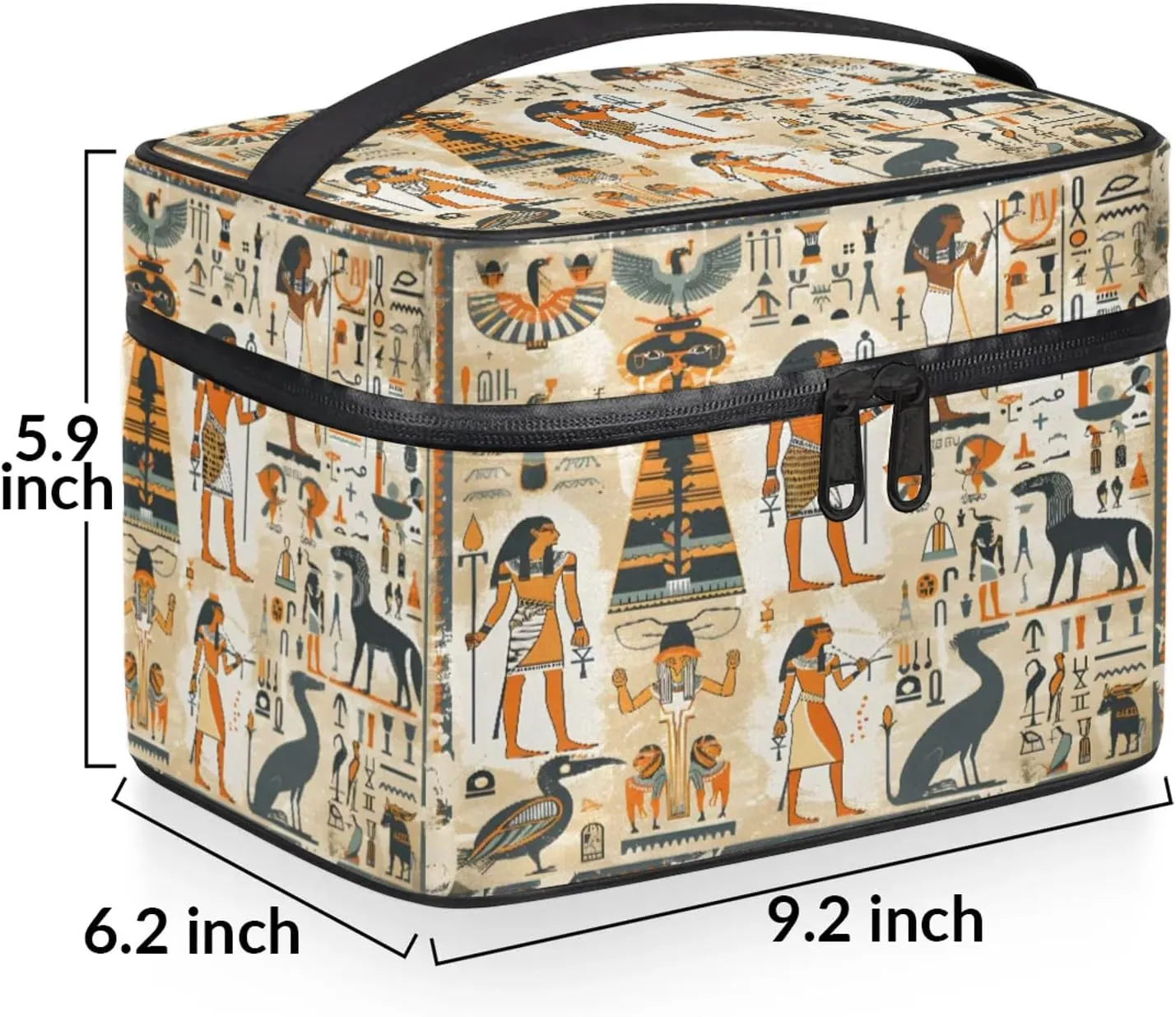 Ancient Egyptian Travel Toiletry Bag Large Capacity Makeup Case Organizer with Handle Cosmetic Case for Women Girls