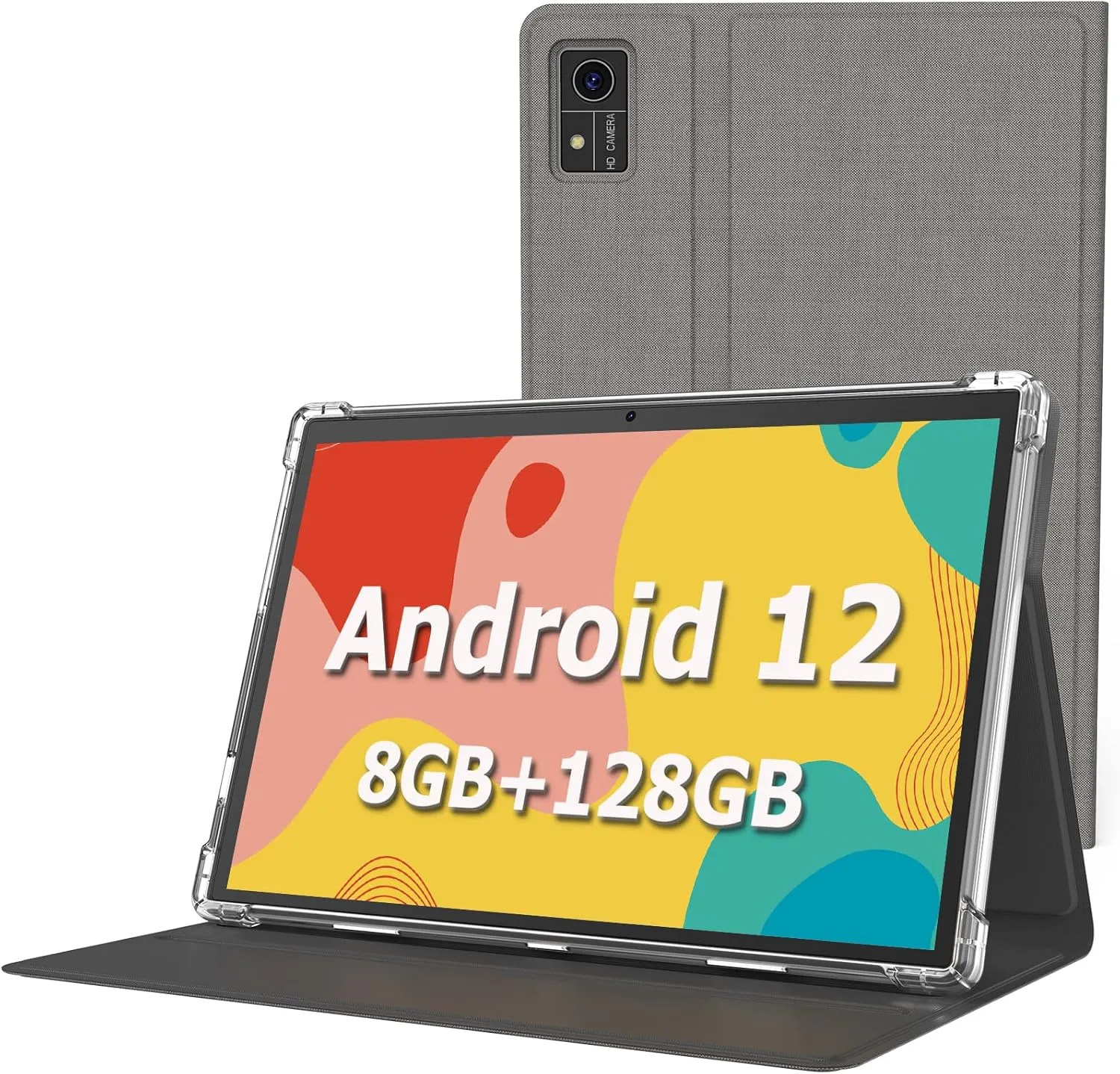 Android 12 Tablet, 10 Inch FHD IPS Touch Screen, 8GB RAM, 128GB ROM, 1TB Expandable, 5G WiFi, 4G/LTE, 8000 mAh Battery, Dual Camera, Bluetooth 5.0, GPS, GMS Certified
