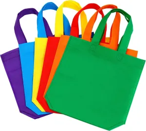 Aneco 24 Pack Party Non-Woven Gift Bags Reusable Tote Bags in Bulk Rainbow Goody Bag with Handles for Birthday Party Supplies (9.5 x 9.5 Inches)