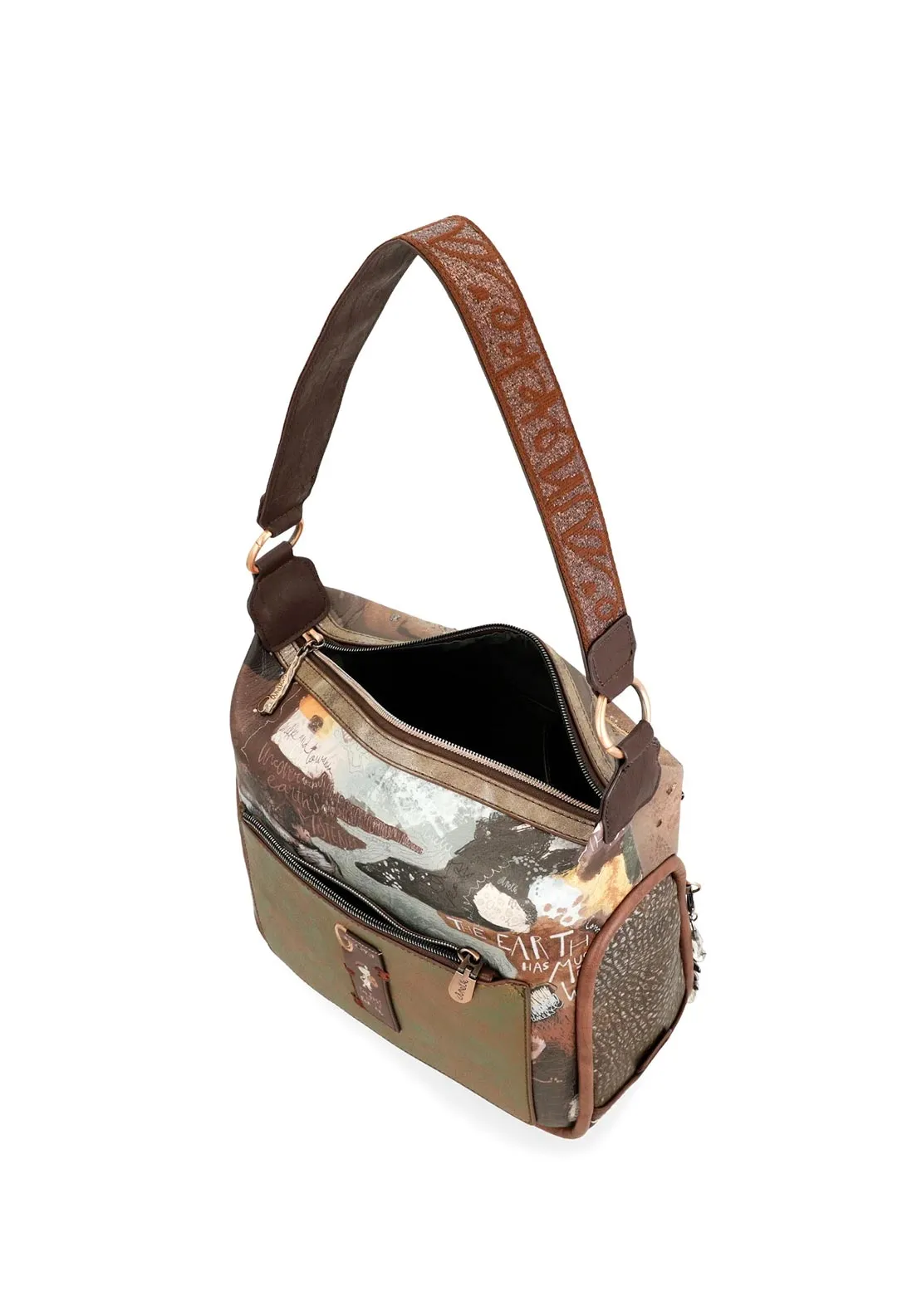 Anekke Metallic Patterned Satchel Bag, Brown Multi