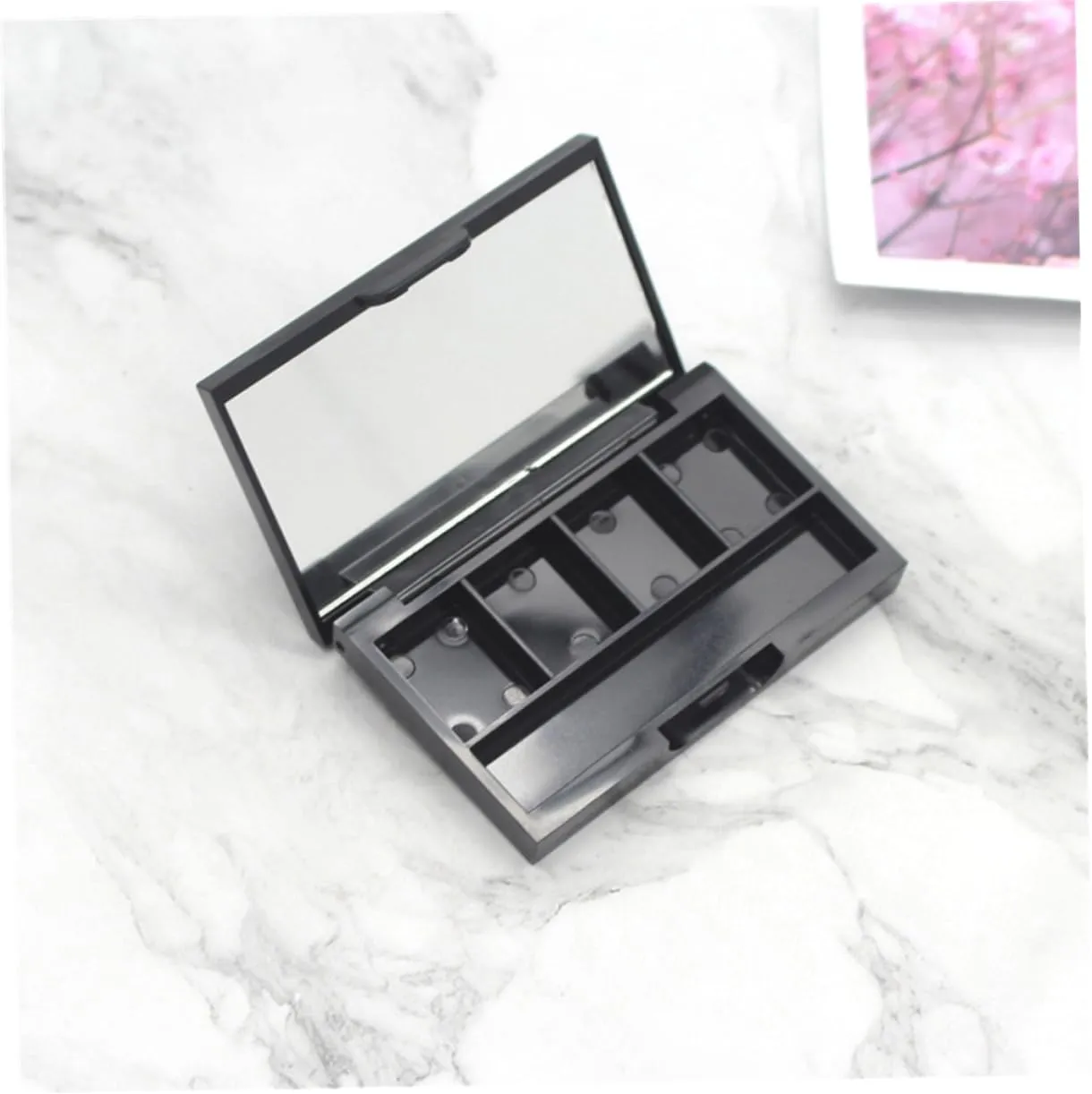 Angoily 12pcs Empty Eyeshadow Box Compartments Mini Palette for Daily Use and Travel Compact Design for Easy Carrying for Professional and Personal Makeup Applications Black