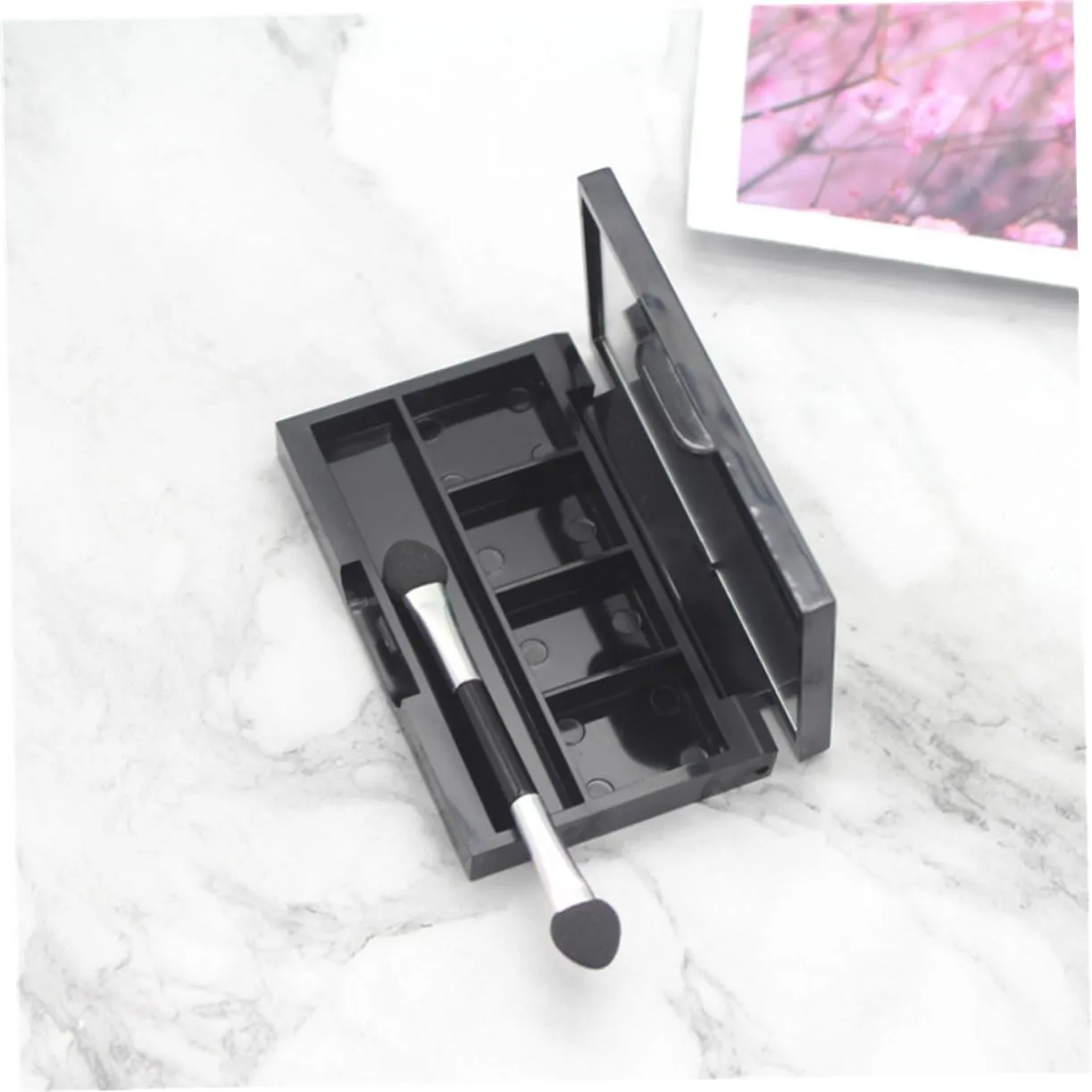 Angoily 12pcs Empty Eyeshadow Box Compartments Mini Palette for Daily Use and Travel Compact Design for Easy Carrying for Professional and Personal Makeup Applications Black