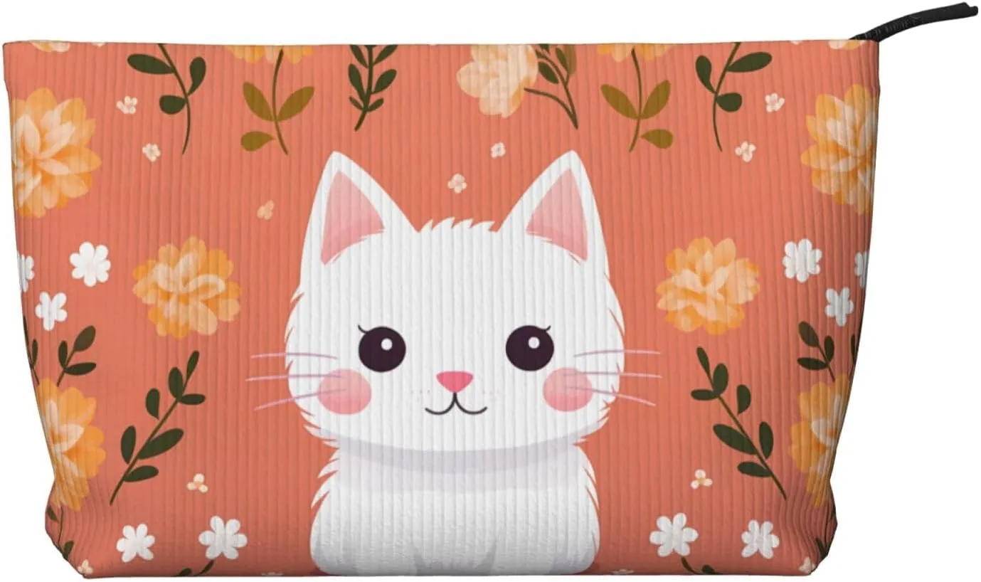Animal Stickers Printed corduroy cosmetic bag - travel essential cosmetic storage bag