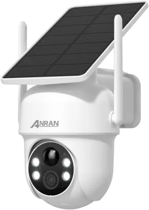 ANRAN Solar Security Cameras Wireless Outdoor,2K Cameras for Home Security with Fixed Solar Panel, 360° PTZ for Home Surveillance,2.4G WiFi, PIR Human Detection, 3MP Color Night Vision, 2-Way Talk