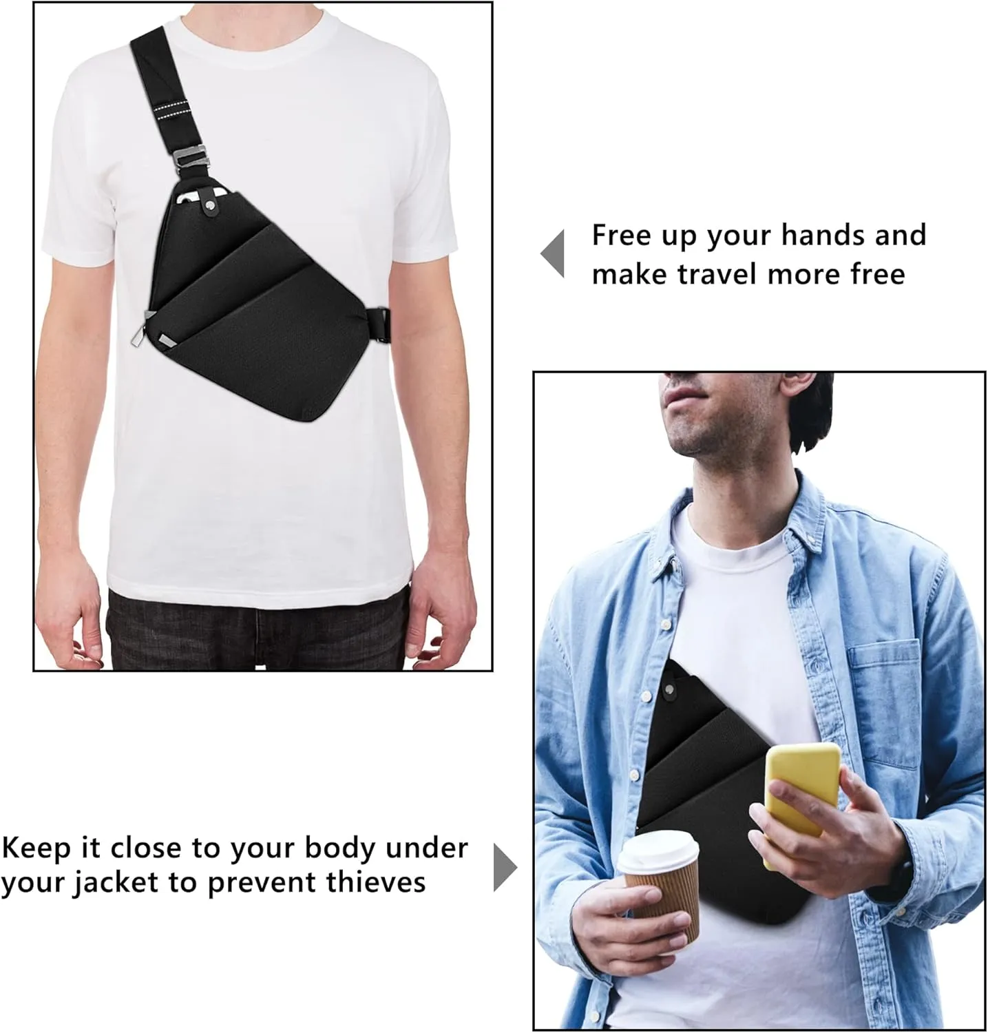 Anti-Theft Crossbody Bag for Women Men, Waterproof Shoulder Backpack Sling Chest Crossbody Bag Casual Daypack