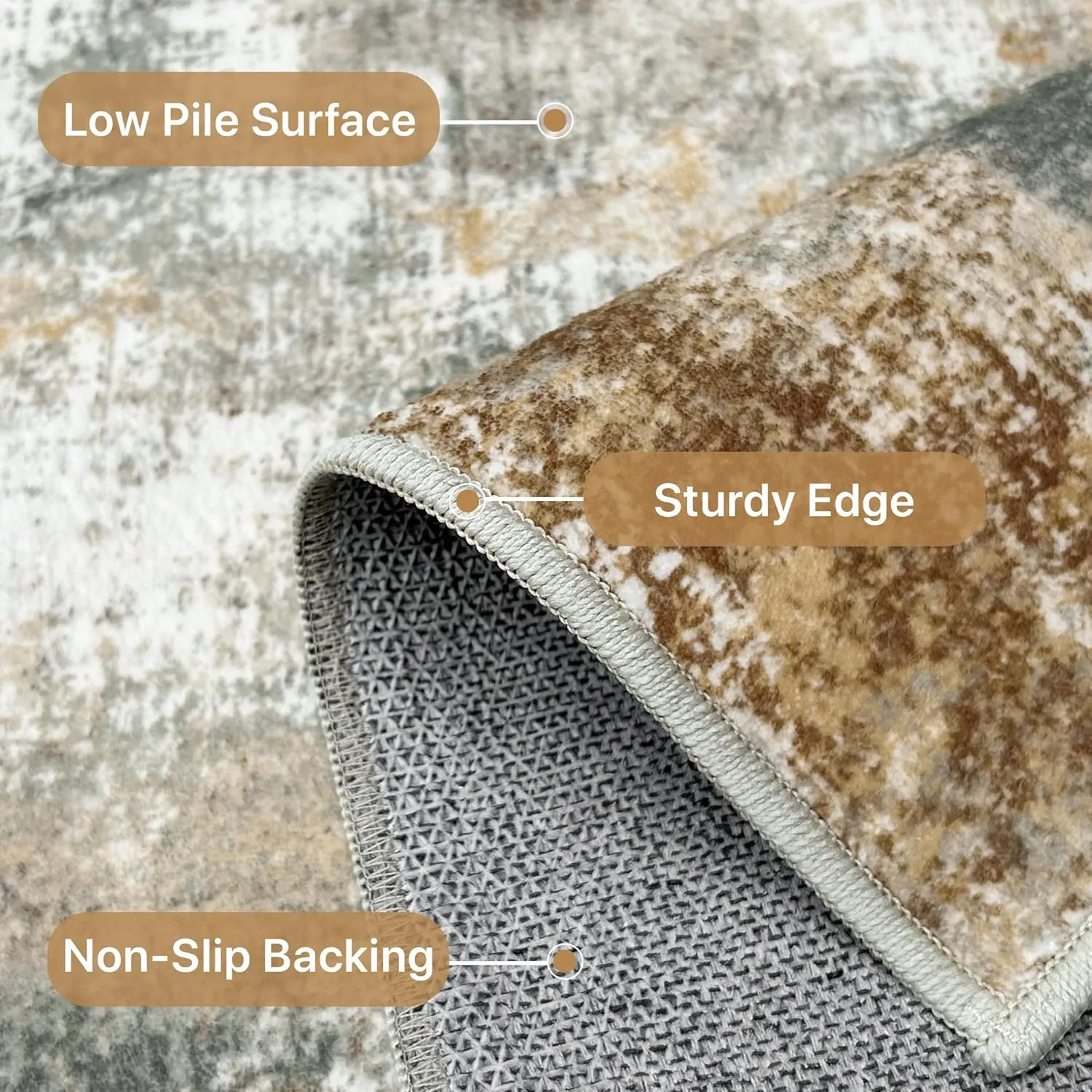 Area Rugs 5x7 for Living Room Bedroom, Modern Abstract Machine Washable Rug, Soft Low Pile Floor Cover with Non Slip Backing for Dining Room, Orange Green