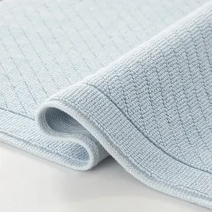 Arkwright 100% Cotton Bathroom Rug - High Absorbent Stylish Textured Woven Design Bath Mat, Slip Resistant Backing for Shower and Bathtub Floor, 20x60 in - Blue