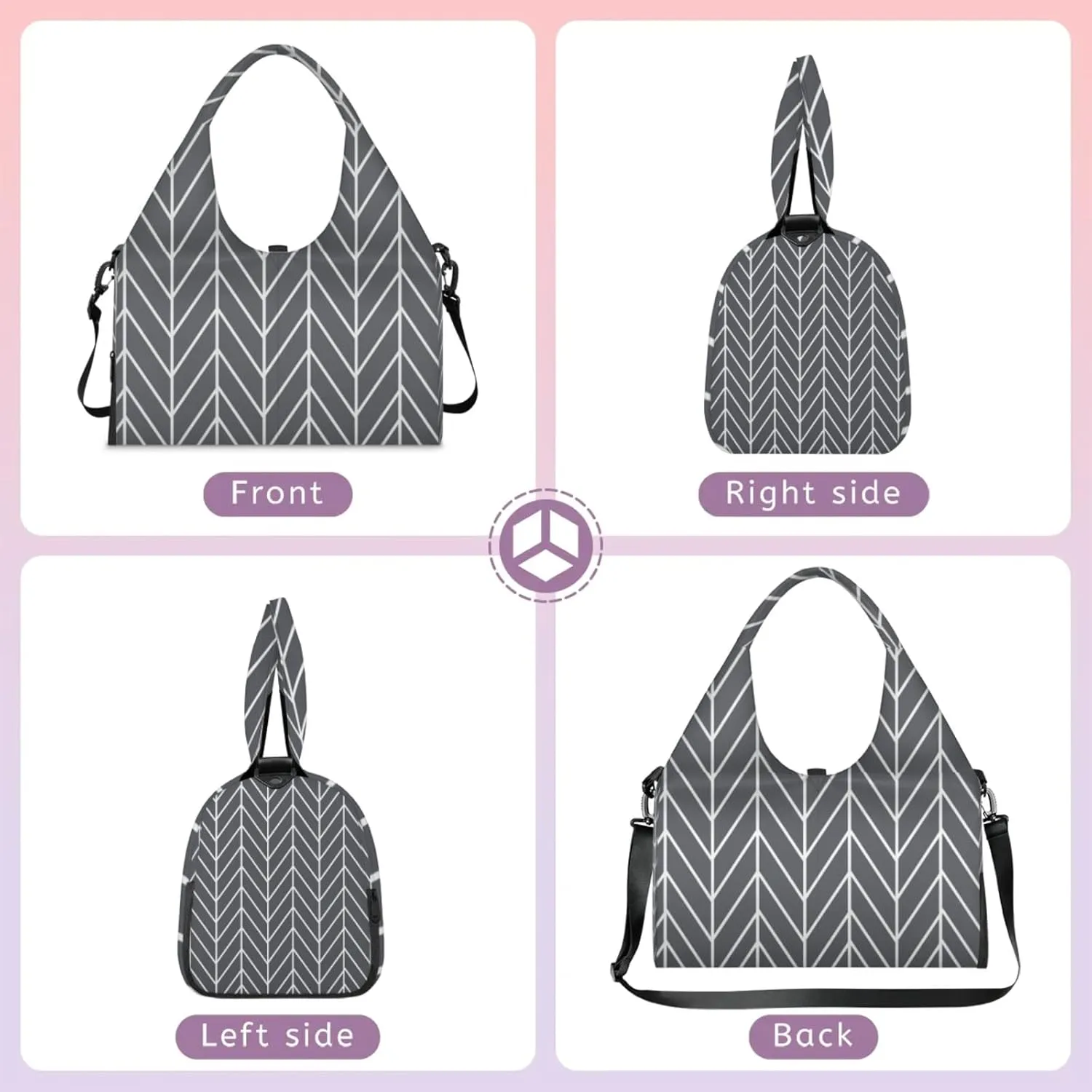Arrows Pattern Wall Gym Bag Yoga Mat Tote for Women with Shoes Compartment Lightweight Duffle Travel Carrier Wet Dry Storage Pockets Adjustable Pilates Mats Shoulder Bags for Sport Swim