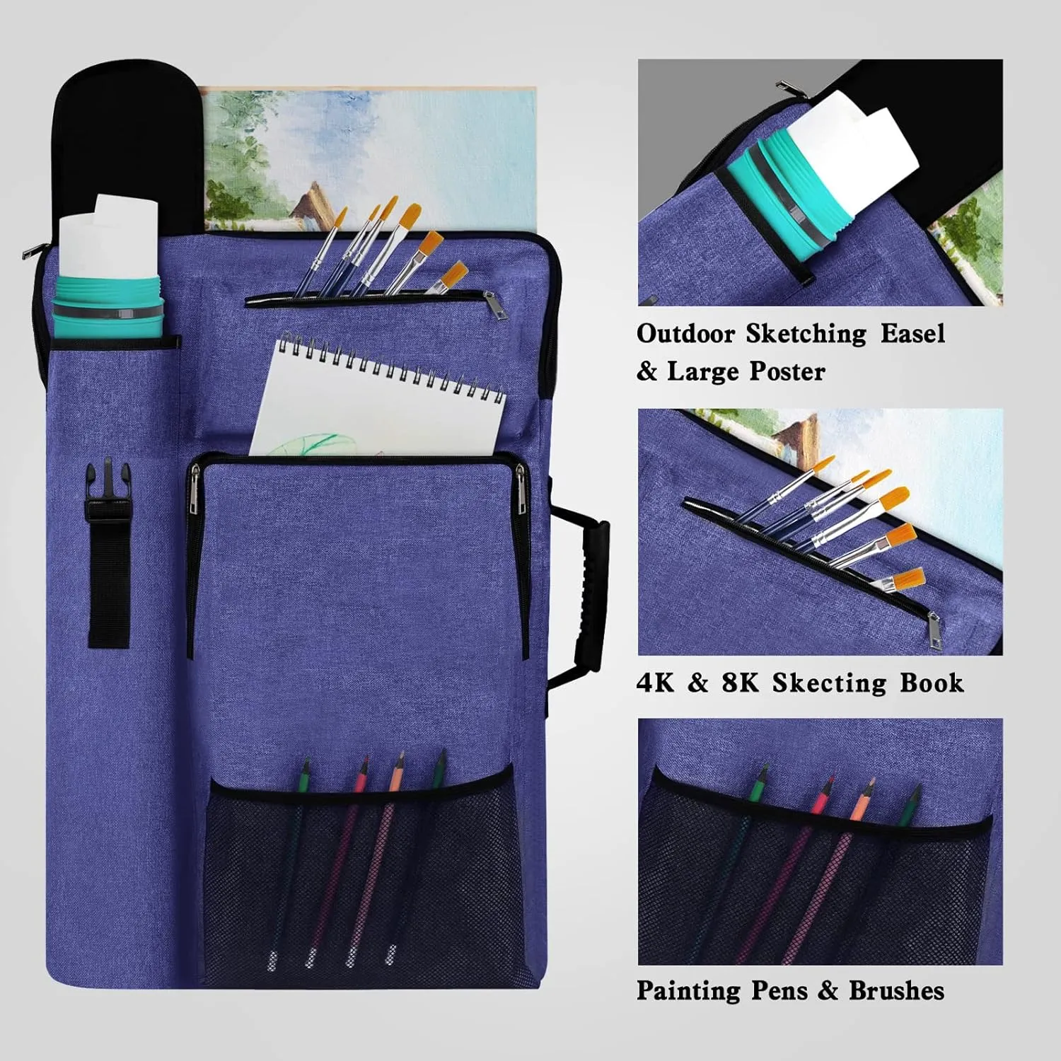 Art Portfolio Case 18 x 24,Portfolio Bag For Artwork/Board/project/drawing,Artist Backpack(Navy Blue).