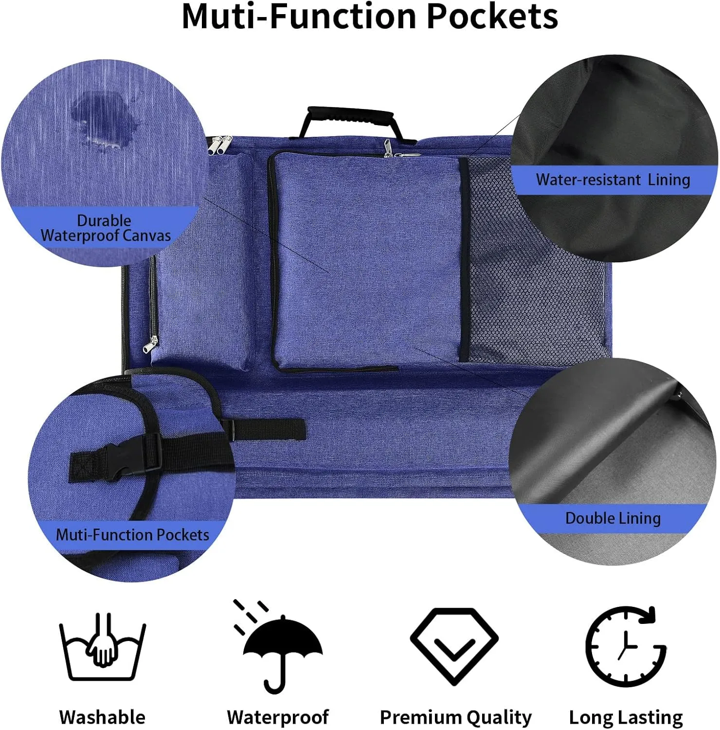 Art Portfolio Case 18 x 24,Portfolio Bag For Artwork/Board/project/drawing,Artist Backpack(Navy Blue).